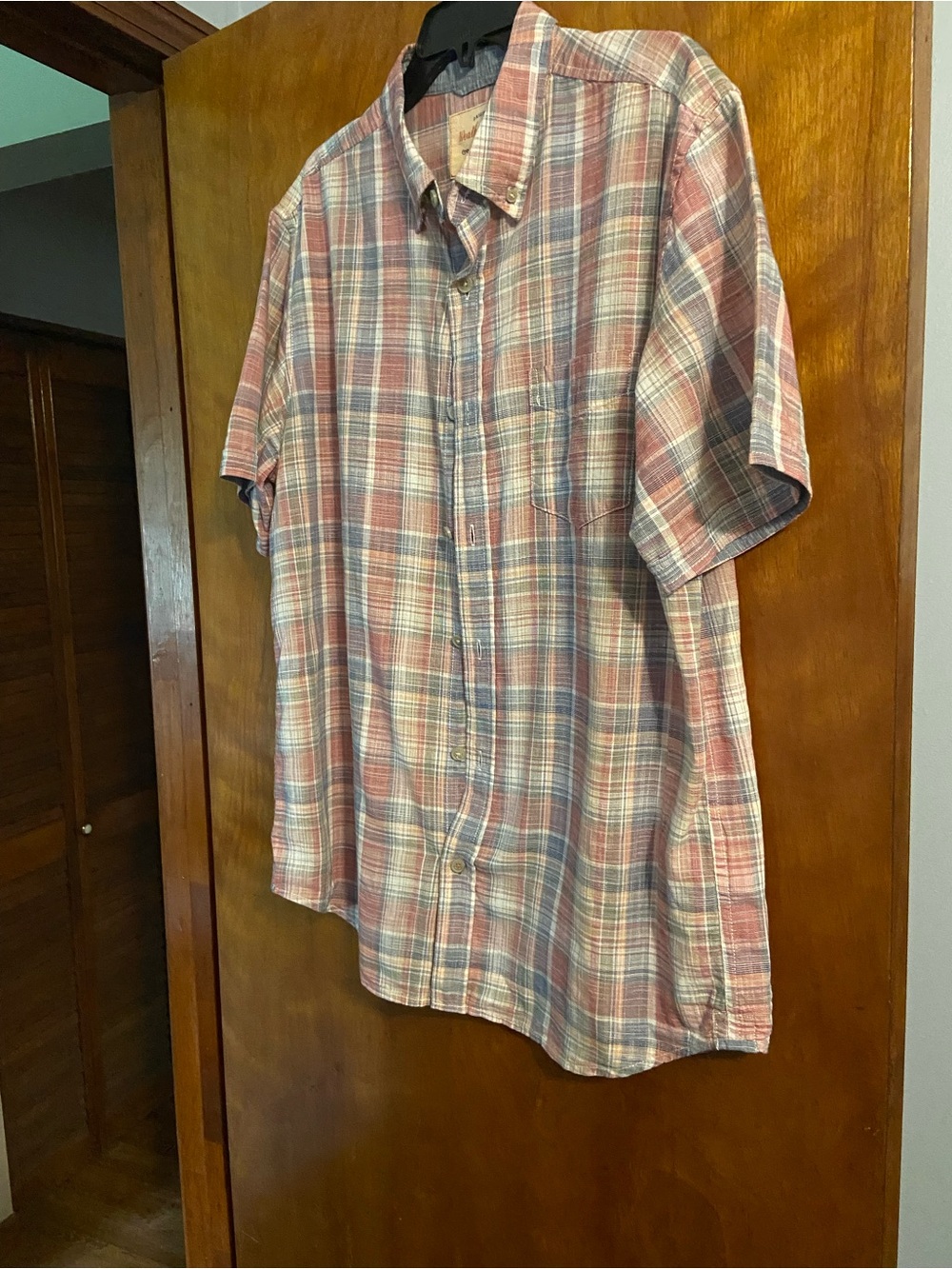 Weatherproof Short-Sleeve Plaid Button-Down Shirt - Red & Blue